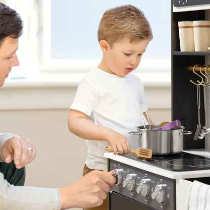 Tiny Land Play Kitchen for Kids, Wooden Play Kitchen Sets for Girls and Boys, New Modern Toddler Kitchen Toy Kitchen Designed in Trendy Home Style, Gift for Ages 3+ - CookCave