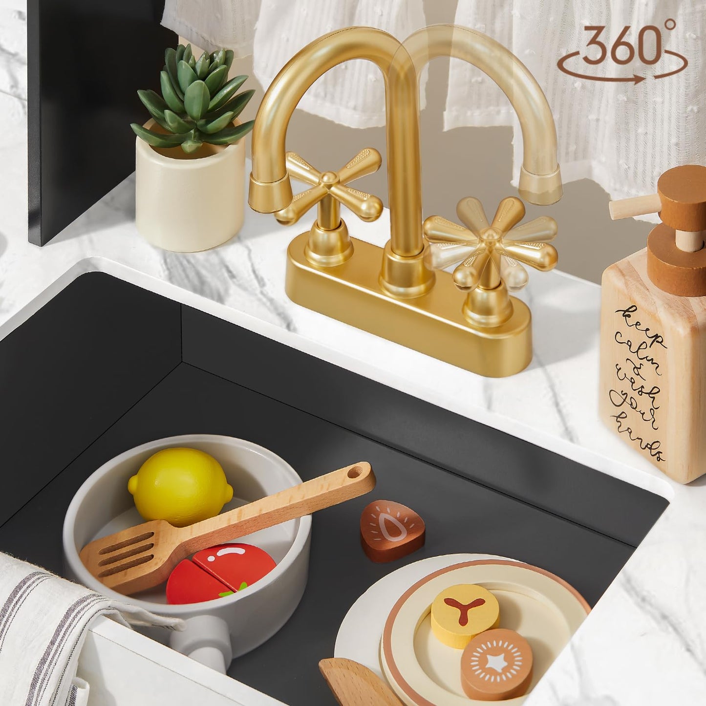 Tiny Land Play Kitchen for Kids, Wooden Play Kitchen Sets for Girls and Boys, New Modern Toddler Kitchen Toy Kitchen Designed in Trendy Home Style, Gift for Ages 3+ - CookCave