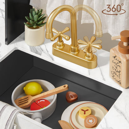 Tiny Land Play Kitchen for Kids, Wooden Play Kitchen Sets for Girls and Boys, New Modern Toddler Kitchen Toy Kitchen Designed in Trendy Home Style, Gift for Ages 3+ - CookCave