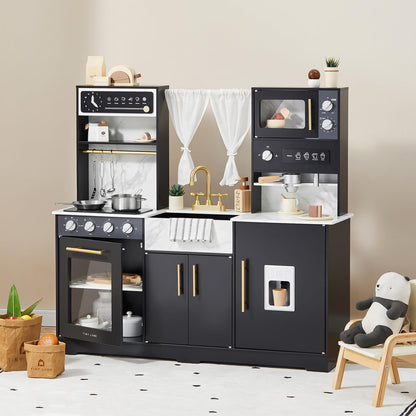 Tiny Land Play Kitchen for Kids, Wooden Play Kitchen Sets for Girls and Boys, New Modern Toddler Kitchen Toy Kitchen Designed in Trendy Home Style, Gift for Ages 3+ - CookCave