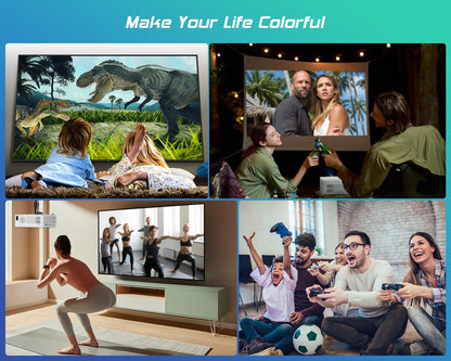 TMY Projector with WiFi and Bluetooth【100" screen included】Native 1080P Outdoor Projector, 4K Supported Portable Projector, Compatible with iOS/Android/PC/TV Stick/HDMI/USB, Indoor Outdoor Use - CookCave