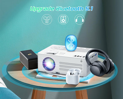 TMY Projector with WiFi and Bluetooth【100" screen included】Native 1080P Outdoor Projector, 4K Supported Portable Projector, Compatible with iOS/Android/PC/TV Stick/HDMI/USB, Indoor Outdoor Use - CookCave