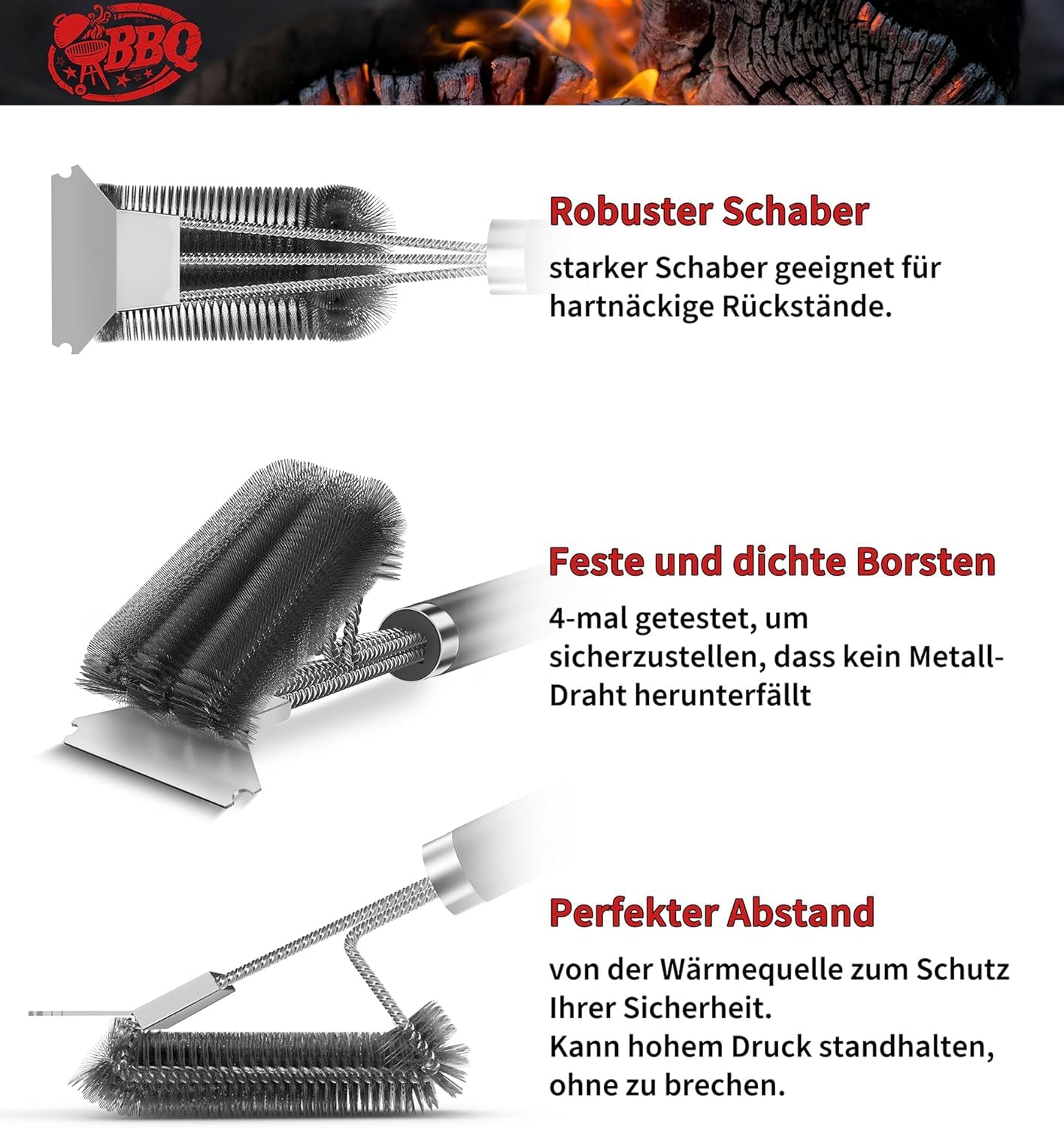 TNTOR Grill Brush with Scraper, 18" Adjustable Handle BBQ Grill Brush for Outdoor Grill, Extra Strong Grill Cleaner Accessories for Grill/Smoker/Gas/Charcoal Grill Cleaning- Best - CookCave