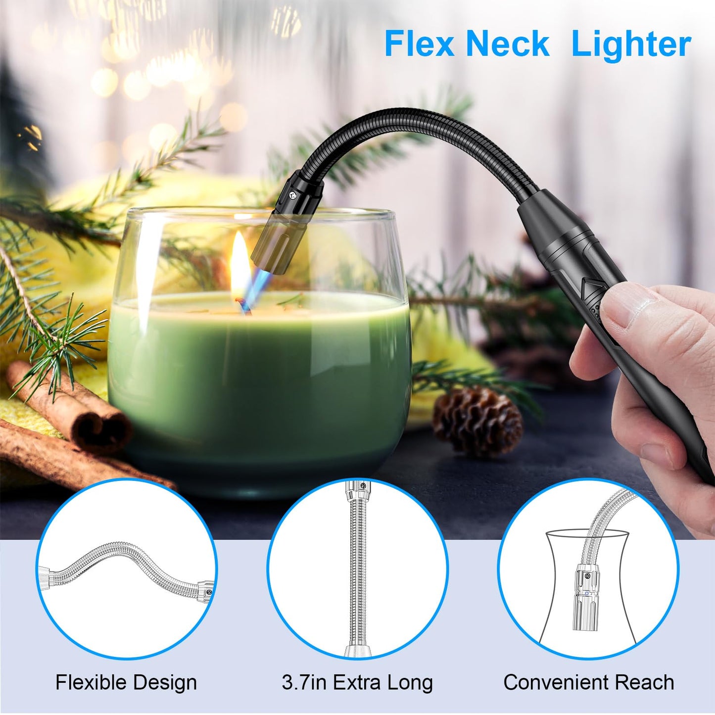 TOPKAY Torch Lighter Refillable Butane Lighter Long Flexible Neck Multipurpose Lighter for Candles Grill BBQ Fireplaces Kitchen Camping (No Prefilled) - CookCave