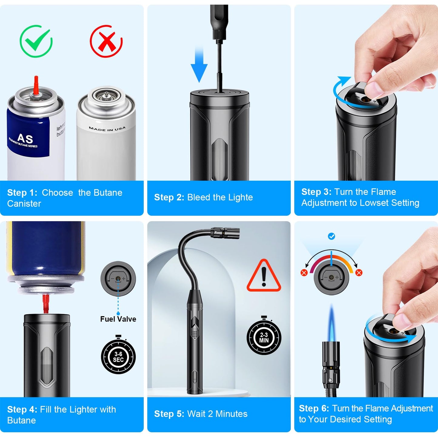 TOPKAY Torch Lighter Refillable Butane Lighter Long Flexible Neck Multipurpose Lighter for Candles Grill BBQ Fireplaces Kitchen Camping (No Prefilled) - CookCave