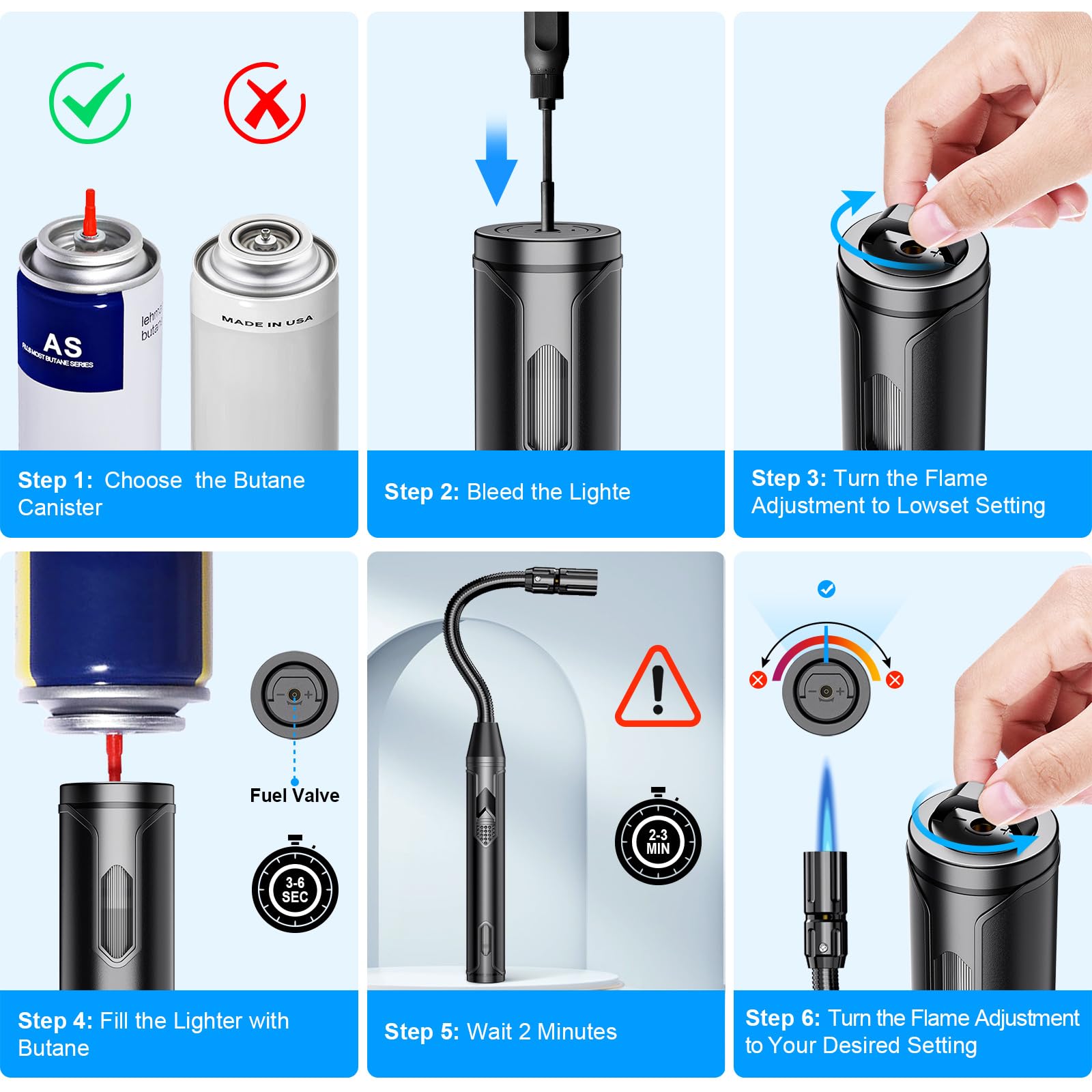 TOPKAY Torch Lighter Refillable Butane Lighter Long Flexible Neck Multipurpose Lighter for Candles Grill BBQ Fireplaces Kitchen Camping (No Prefilled) - CookCave