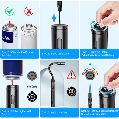 TOPKAY Torch Lighter Refillable Butane Lighter Long Flexible Neck Multipurpose Lighter for Candles Grill BBQ Fireplaces Kitchen Camping (No Prefilled) - CookCave