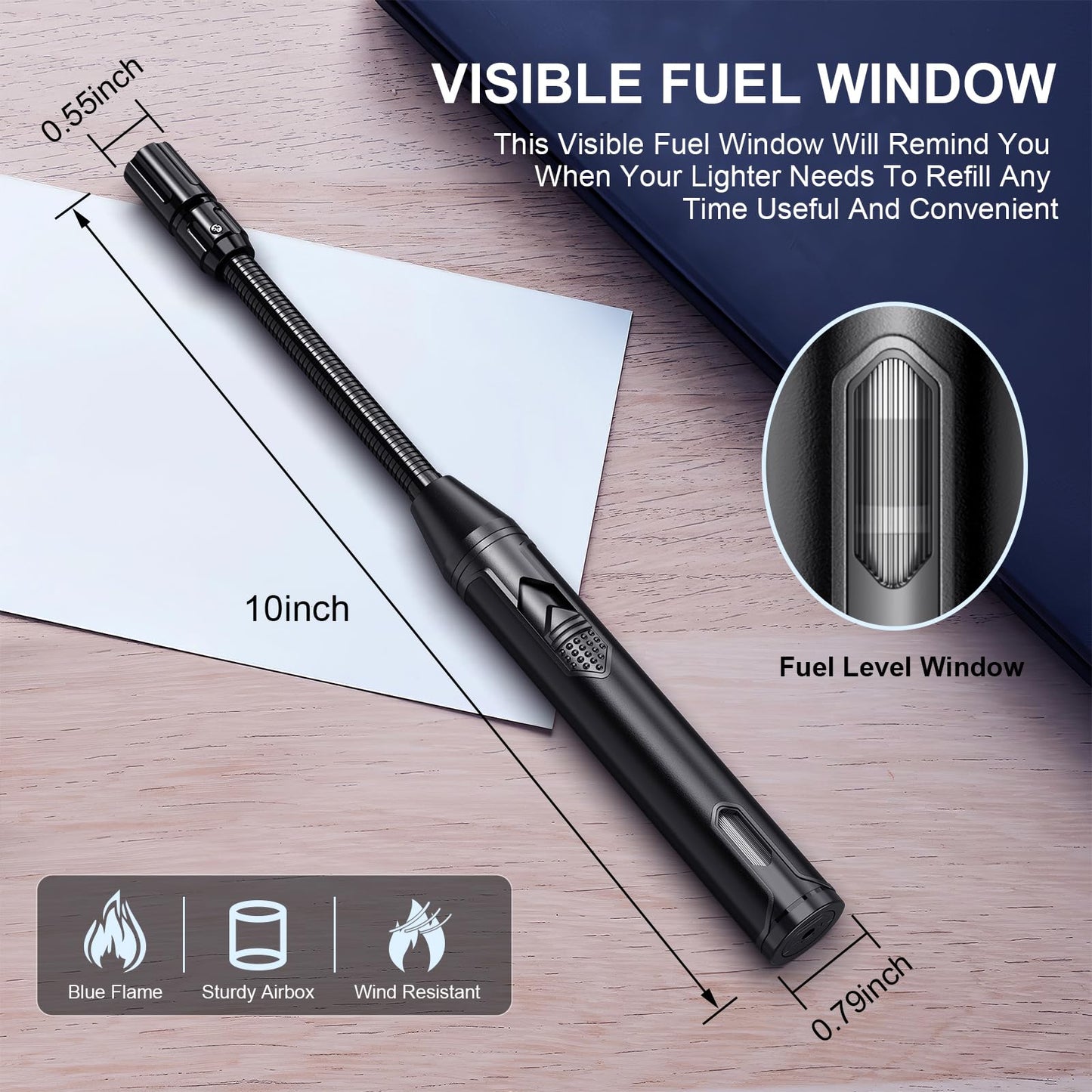 TOPKAY Torch Lighter Refillable Butane Lighter Long Flexible Neck Multipurpose Lighter for Candles Grill BBQ Fireplaces Kitchen Camping (No Prefilled) - CookCave
