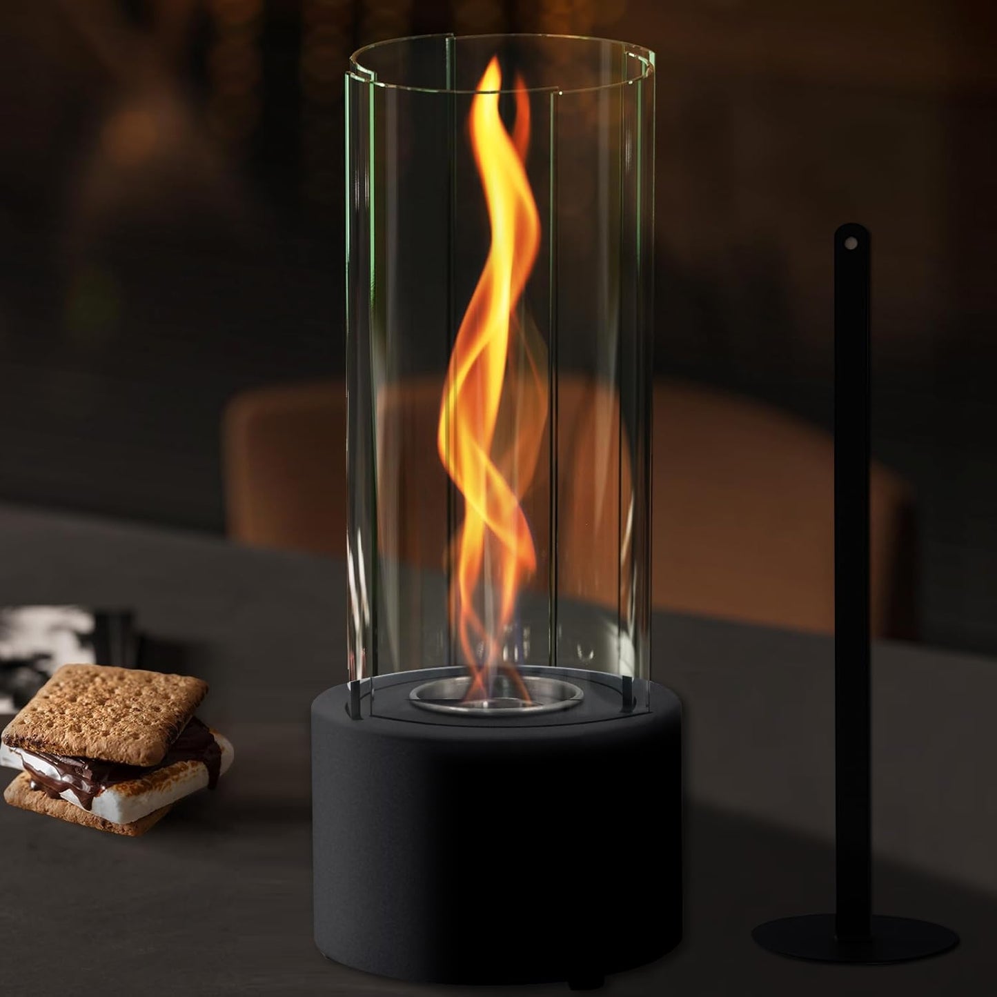 Tornado Tabletop Fire Pit - Premium Alcohol Tabletop Fireplace - Indoor Fire Pit Tabletop & Outdoor Table Top Firepit with Adjustable Flame Ring, Gift for Balcony Home Decor, Patio and Backyard - CookCave