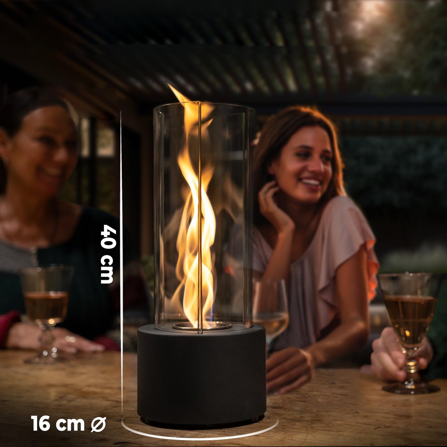 Tornado Tabletop Fire Pit - Premium Alcohol Tabletop Fireplace - Indoor Fire Pit Tabletop & Outdoor Table Top Firepit with Adjustable Flame Ring, Gift for Balcony Home Decor, Patio and Backyard - CookCave