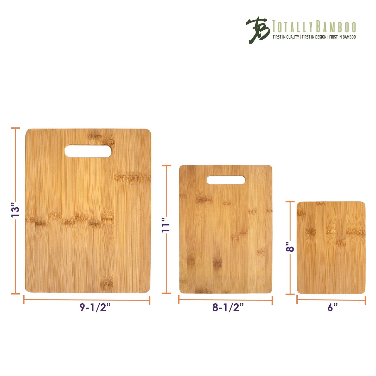 Totally Bamboo 3-Piece Bamboo Cutting Board Set; 3 Assorted Sizes of Bamboo Wood Cutting Boards for Kitchen - CookCave