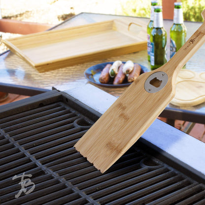 Totally Bamboo BBQ Grill Scraper with Bottle Opener - CookCave
