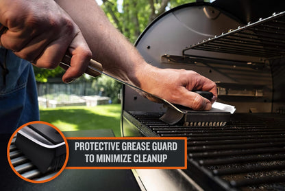 Traeger Grills BAC537 BBQ Cleaning Brush for Outdoor Grill – Stainless Steel Grill Scraper with Nylon Bristles, Teak Wood Handle, Dual Grip Design, and Hanging Loop - CookCave
