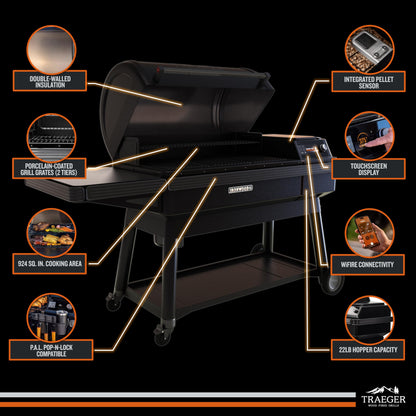 Traeger Ironwood XL Wood Pellet Smoker Grill, 924 Sq In Cooking Area, WiFIRE Smart Temperature Control, Up to 500 Degrees, Super Smoke Mode, 6 in 1 Outdoor BBQ Electric Smoker and Grill - CookCave
