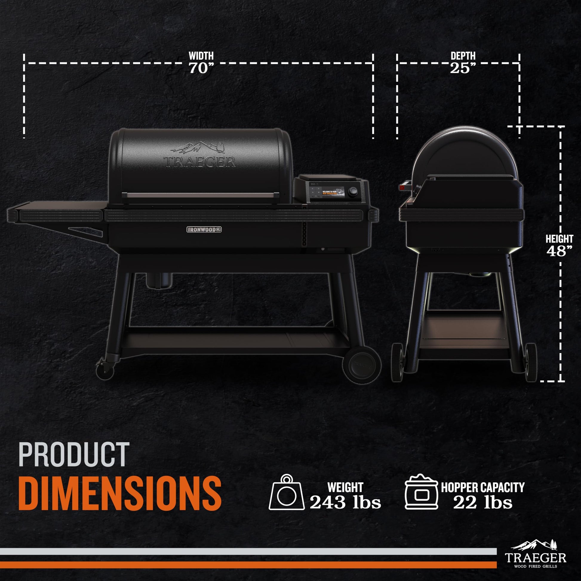 Traeger Ironwood XL Wood Pellet Smoker Grill, 924 Sq In Cooking Area, WiFIRE Smart Temperature Control, Up to 500 Degrees, Super Smoke Mode, 6 in 1 Outdoor BBQ Electric Smoker and Grill - CookCave