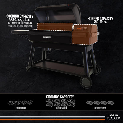 Traeger Ironwood XL Wood Pellet Smoker Grill, 924 Sq In Cooking Area, WiFIRE Smart Temperature Control, Up to 500 Degrees, Super Smoke Mode, 6 in 1 Outdoor BBQ Electric Smoker and Grill - CookCave