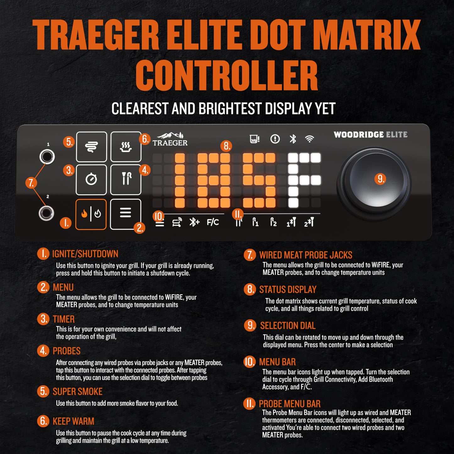 Traeger Woodridge Elite Electric Wood Pellet Grill and Smoker, 970 Sq. In., Side Sear Station, WiFIRE Technology, Super Smoke Mode, Outdoor Pellet Smoker Grill with Insulated Body, TFC97XLH - CookCave