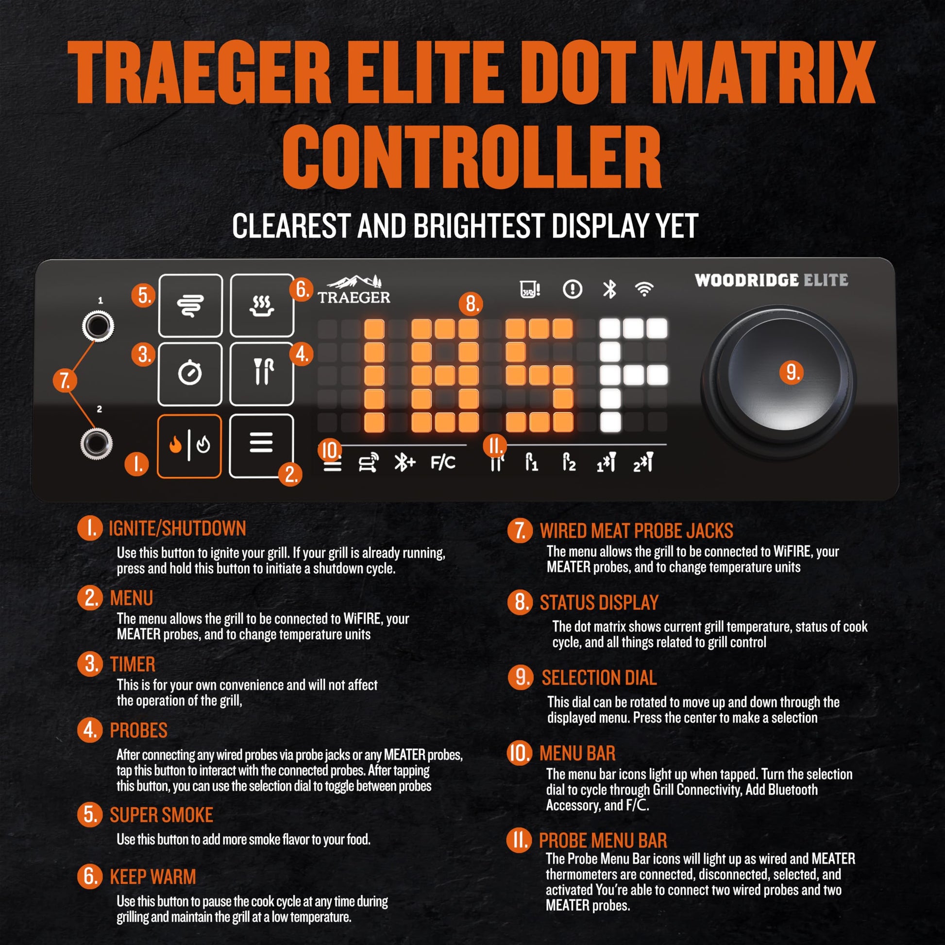 Traeger Woodridge Elite Electric Wood Pellet Grill and Smoker, 970 Sq. In., Side Sear Station, WiFIRE Technology, Super Smoke Mode, Outdoor Pellet Smoker Grill with Insulated Body, TFC97XLH - CookCave