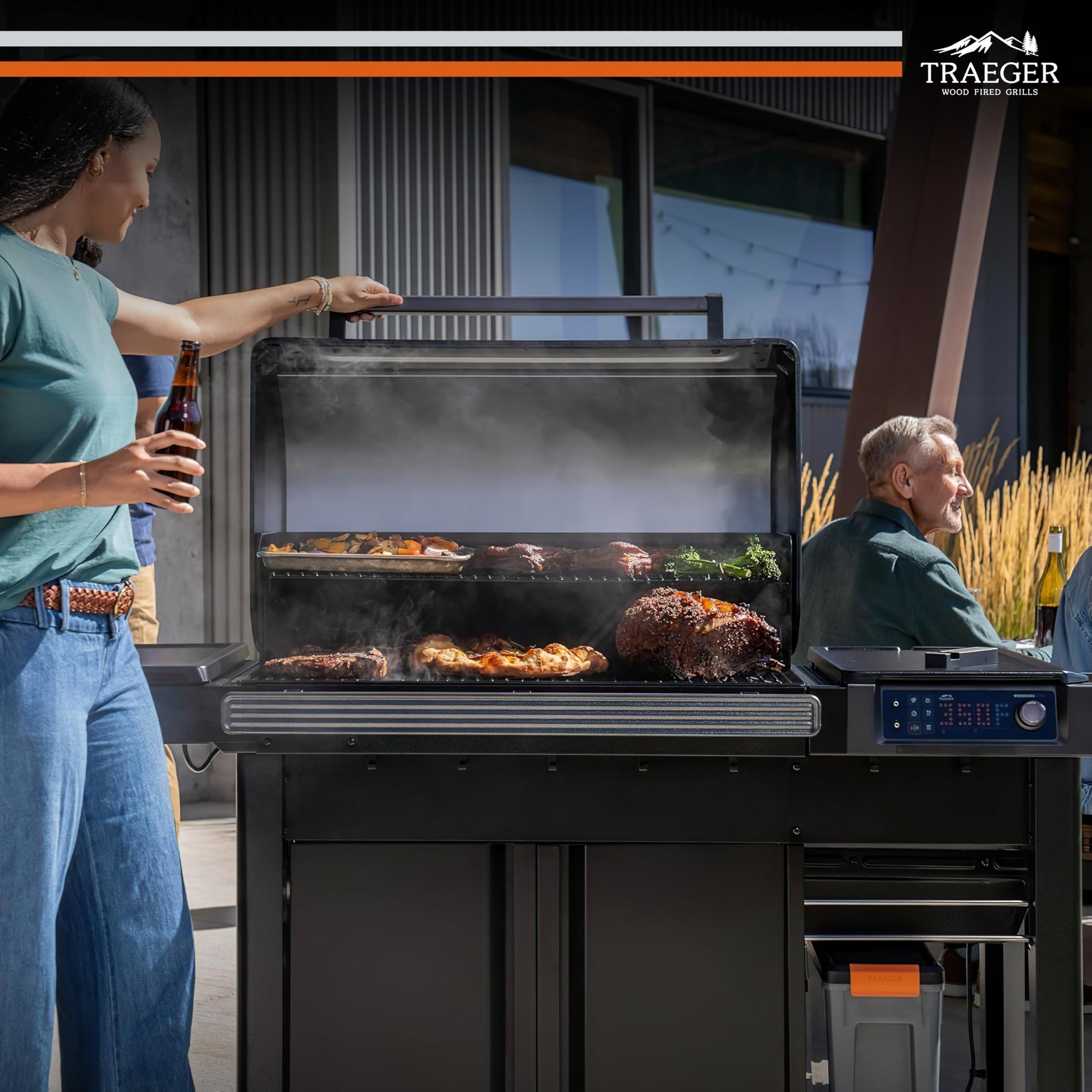 Traeger Woodridge Elite Electric Wood Pellet Grill and Smoker, 970 Sq. In., Side Sear Station, WiFIRE Technology, Super Smoke Mode, Outdoor Pellet Smoker Grill with Insulated Body, TFC97XLH - CookCave