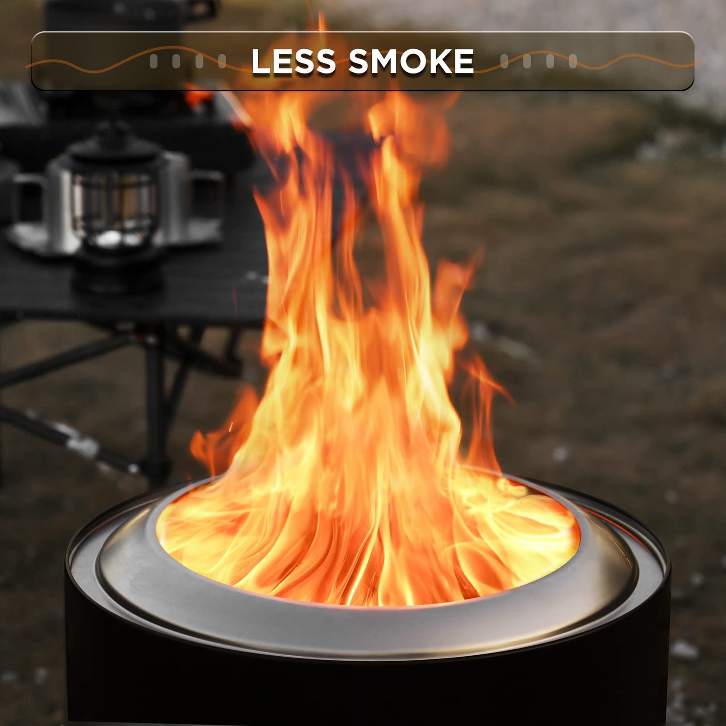 TURBRO 19 Inch Smokeless Fire Pit for Outdoor Wood Burning, Portable Stainless Steel Camping Stove with Stand, Removable Ash Pan, Waterproof Storage Bag, Unique Nested Design, Pluto R19-PG, Black - CookCave
