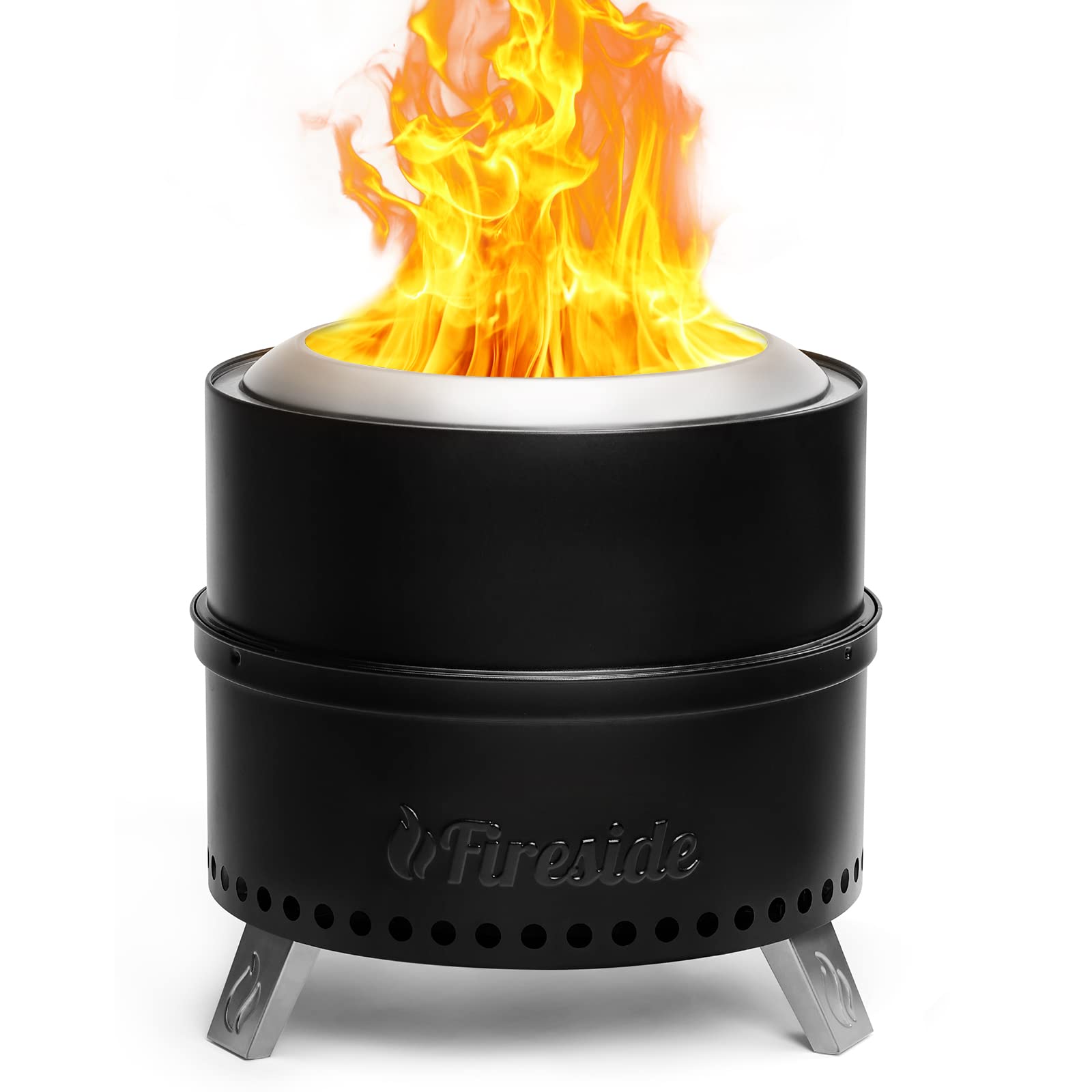 TURBRO 19 Inch Smokeless Fire Pit for Outdoor Wood Burning, Portable Stainless Steel Camping Stove with Stand, Removable Ash Pan, Waterproof Storage Bag, Unique Nested Design, Pluto R19-PG, Black - CookCave