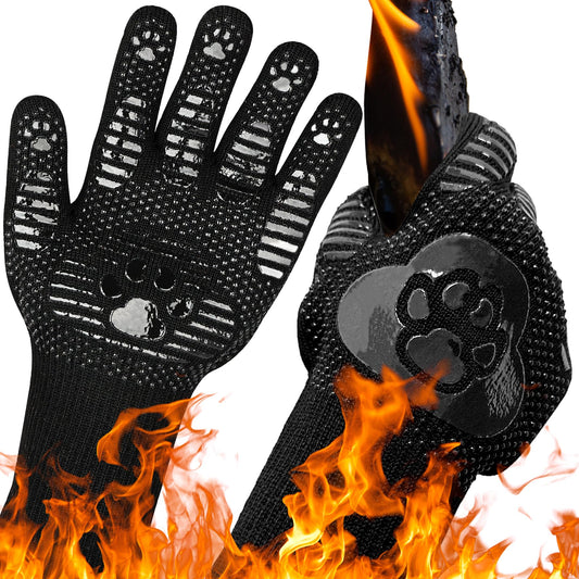 UBeesize Lengthen BBQ Gloves, 1472°F Heat Resistant Grill Glove, 14 inch Fireproof Oven Gloves for Cooking, Non-Slip Fire Glove for Grilling, Barbecue, Smoker, Baking, Frying - CookCave