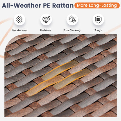 UDPATIO Patio Furniture Set, 8 Inch Armrest Outdoor Sectional Sofa, 6 Piece Wicker Outdoor Furniture Conversation Sets with Waterproof Cover and Coffee Table for Backyard Deck(Brown/Dark Grey) - CookCave