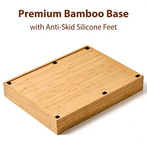 Umilife Bamboo Kitchen Drawer Organizer, 13 Inch Silverware Utensil Tray Holder, Extra Deep Grooved Drawer Divider, 7 Slots Total Bamboo Wood Caddy for Flatware Cutlery Knives, Forks, Spoons - CookCave