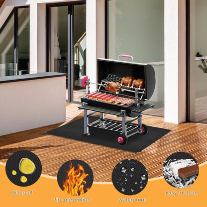 Under Grill Mat for Outdoor Grilling, 60 x 48 inches Double-Sided Fireproof Waterproof BBQ Protector for Deck and Patio Under Grill Mat for Outdoor BBQ - CookCave