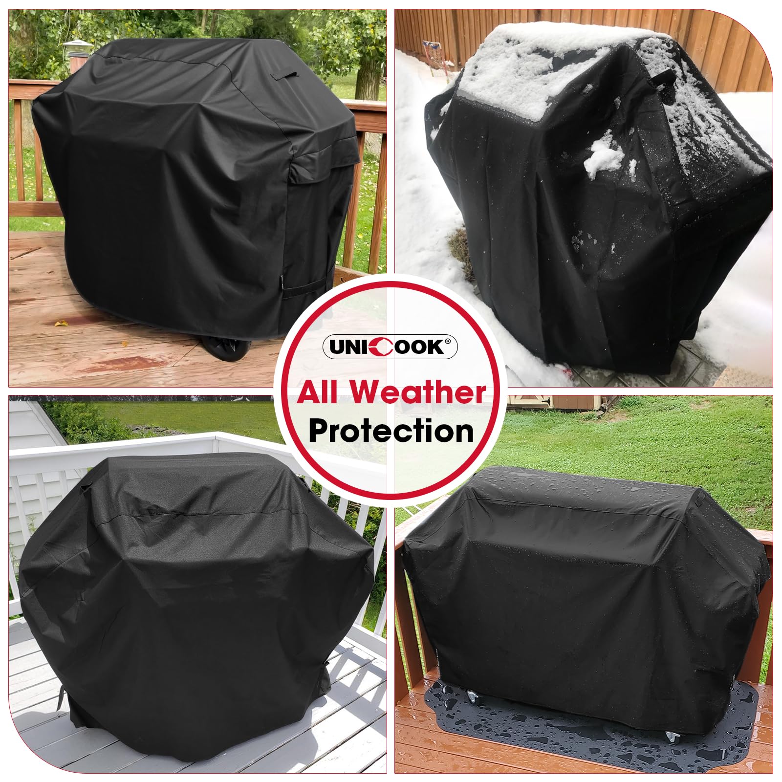 Unicook 50 Inch Outdoor BBQ Grill Cover with Air Vents/Handles/Straps, Heavy Duty Waterproof, Fade Resistant, Fits for Weber Char-Broil Nexgrill 2-3 Burner Gas Grills etc - CookCave