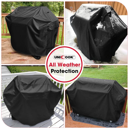 Unicook 50 Inch Outdoor BBQ Grill Cover with Air Vents/Handles/Straps, Heavy Duty Waterproof, Fade Resistant, Fits for Weber Char-Broil Nexgrill 2-3 Burner Gas Grills etc - CookCave