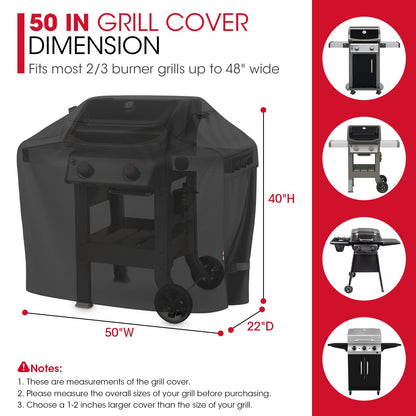 Unicook 50 Inch Outdoor BBQ Grill Cover with Air Vents/Handles/Straps, Heavy Duty Waterproof, Fade Resistant, Fits for Weber Char-Broil Nexgrill 2-3 Burner Gas Grills etc - CookCave
