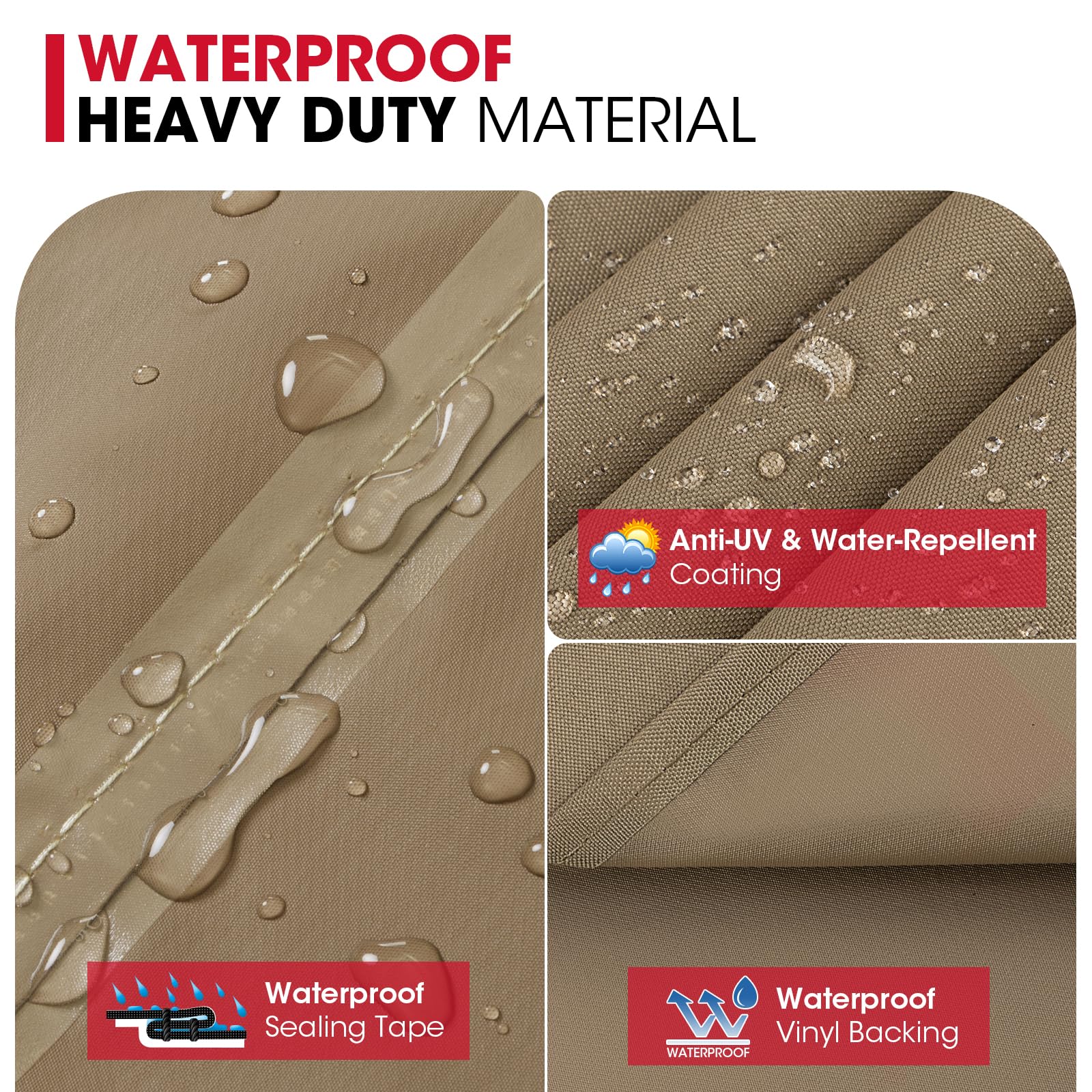 Unicook 55 Inch Grill Cover for Outdoor Grill, Heavy Duty Waterproof Gas BBQ Cover with Sealed Seam, Rip and Fade Resistant Barbecue Covering for Weber Nexgrill Charbroil, Neutral Taupe - CookCave