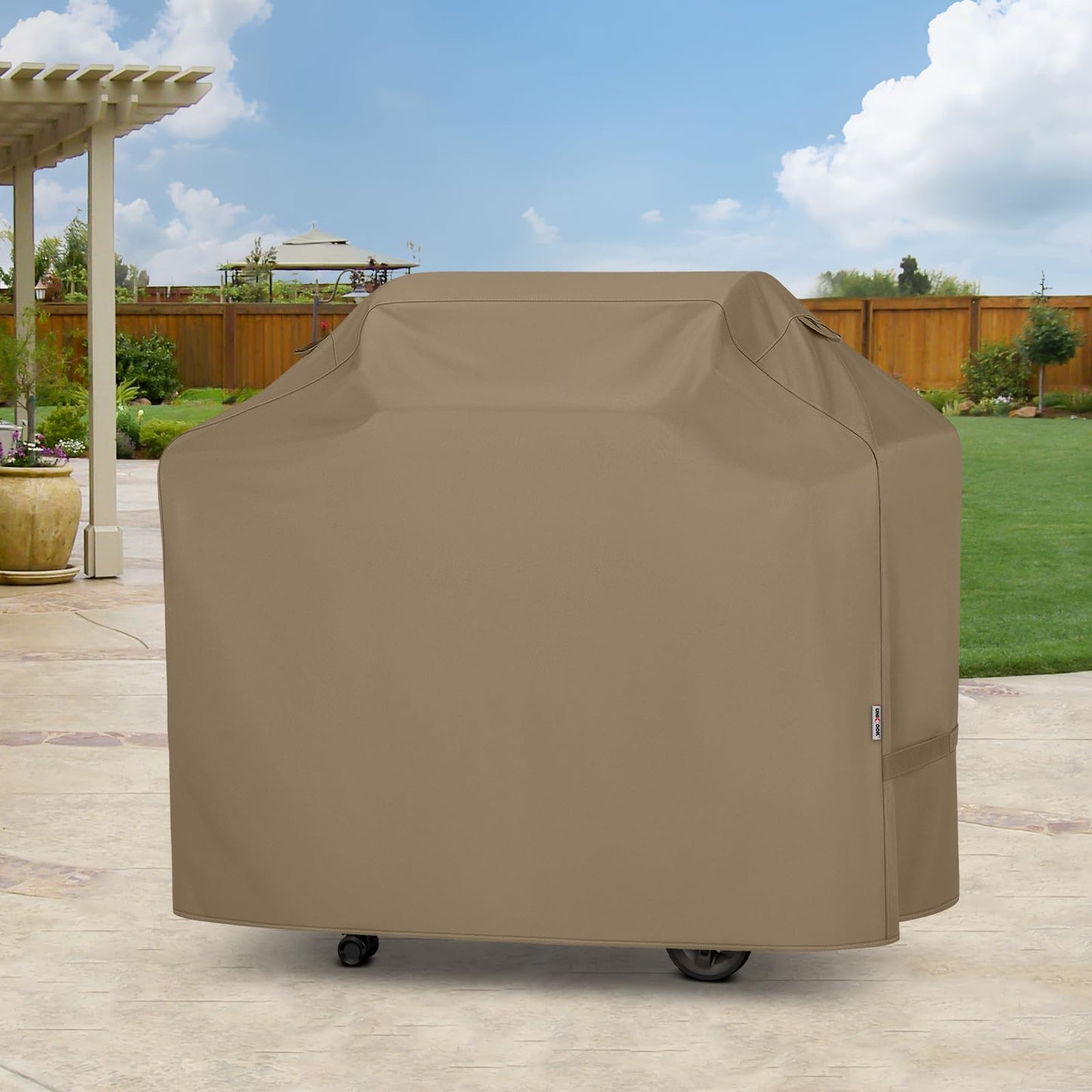 Unicook 55 Inch Grill Cover for Outdoor Grill, Heavy Duty Waterproof Gas BBQ Cover with Sealed Seam, Rip and Fade Resistant Barbecue Covering for Weber Nexgrill Charbroil, Neutral Taupe - CookCave