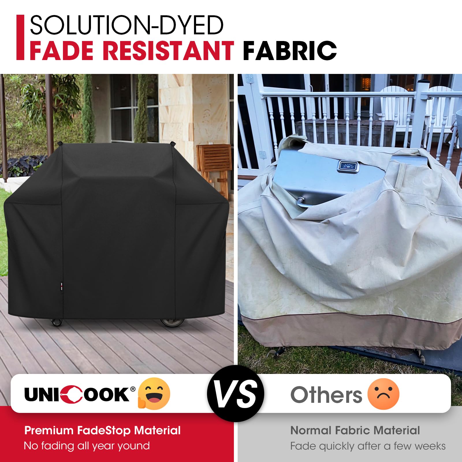 Unicook 58 Inch Grill Cover for Weber Genesis II, LX 300 Series and Genesis 300 Series Gas Grills, Heavy Duty Waterproof Fade Resistant BBQ Cover, All Weather Protection, Compared to Weber 7130 - CookCave
