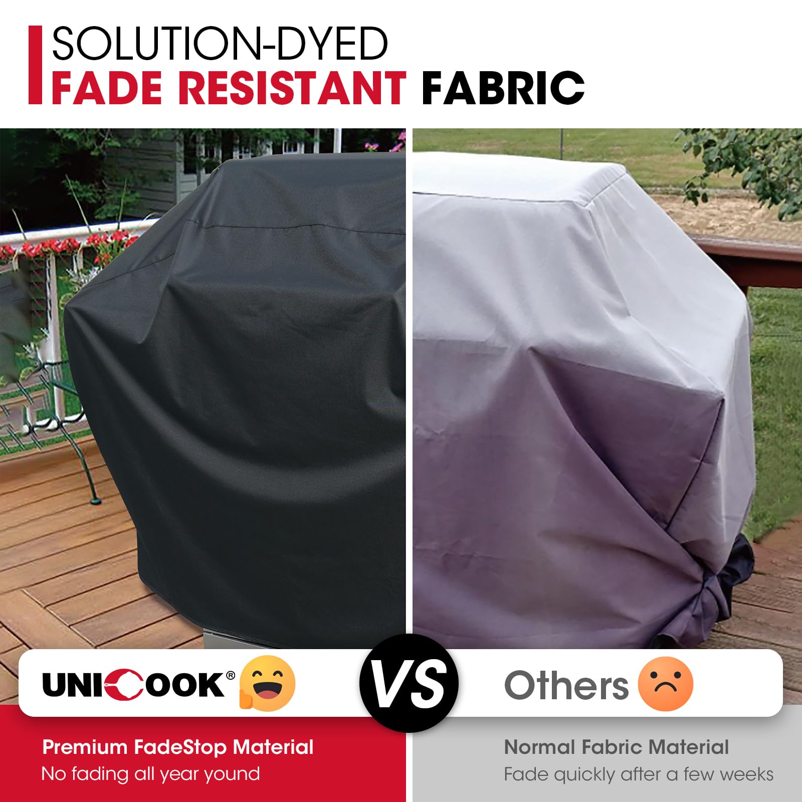 Unicook Grill Cover 55 Inch for Outdoor Grill, Heavy Duty, Waterproof, Fade Resistant, BBQ Cover with Handles/Straps/Air Vents, Compatible with Weber Charbroil Nexgrill Gas BBQs etc - CookCave