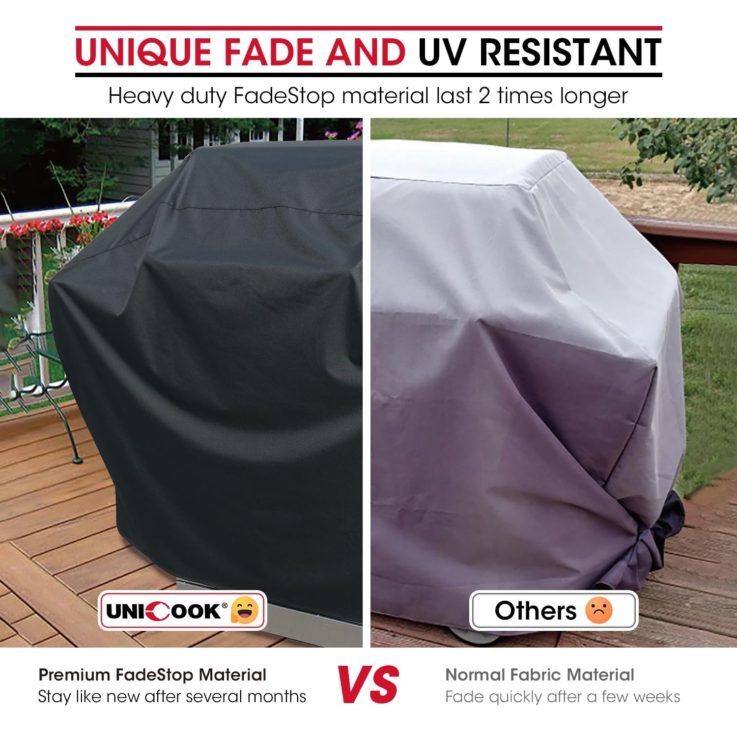Unicook Heavy Duty Waterproof Barbecue Gas Grill Cover, 65-inch BBQ Cover, Special Fade and UV Resistant Material, Durable and Convenient, Fits Grills of Weber Char-Broil Nexgrill Brinkmann and More - CookCave