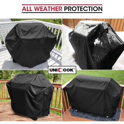 Unicook Heavy Duty Waterproof Barbecue Gas Grill Cover, 65-inch BBQ Cover, Special Fade and UV Resistant Material, Durable and Convenient, Fits Grills of Weber Char-Broil Nexgrill Brinkmann and More - CookCave