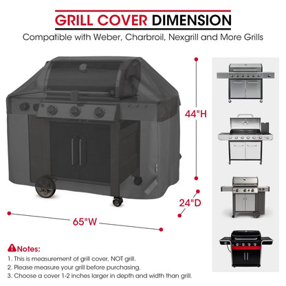 Unicook Heavy Duty Waterproof Barbecue Gas Grill Cover, 65-inch BBQ Cover, Special Fade and UV Resistant Material, Durable and Convenient, Fits Grills of Weber Char-Broil Nexgrill Brinkmann and More - CookCave