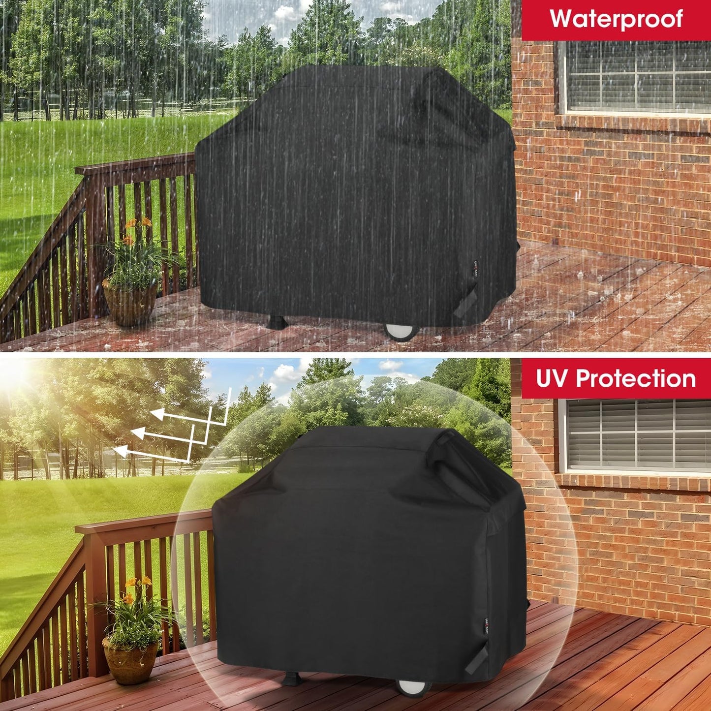 Unicook Heavy Duty Waterproof Barbecue Gas Grill Cover, 65-inch BBQ Cover, Special Fade and UV Resistant Material, Durable and Convenient, Fits Grills of Weber Char-Broil Nexgrill Brinkmann and More - CookCave