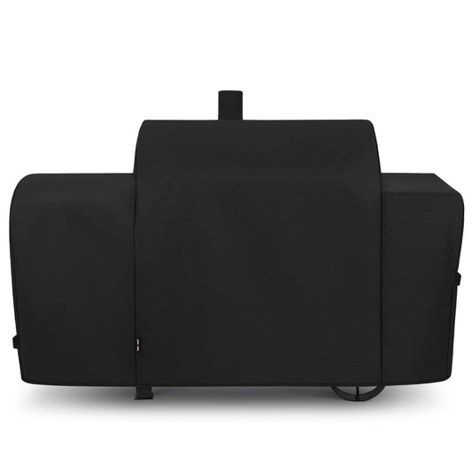 Unicook Heavy Duty Waterproof Offset Smoker Cover, Compatible with Oklahoma Joe's Longhorn Combo Grill, Outdoor Fade Resistant Charcoal/Smoker/Gas Combo BBQ Grill Cover, Black - CookCave
