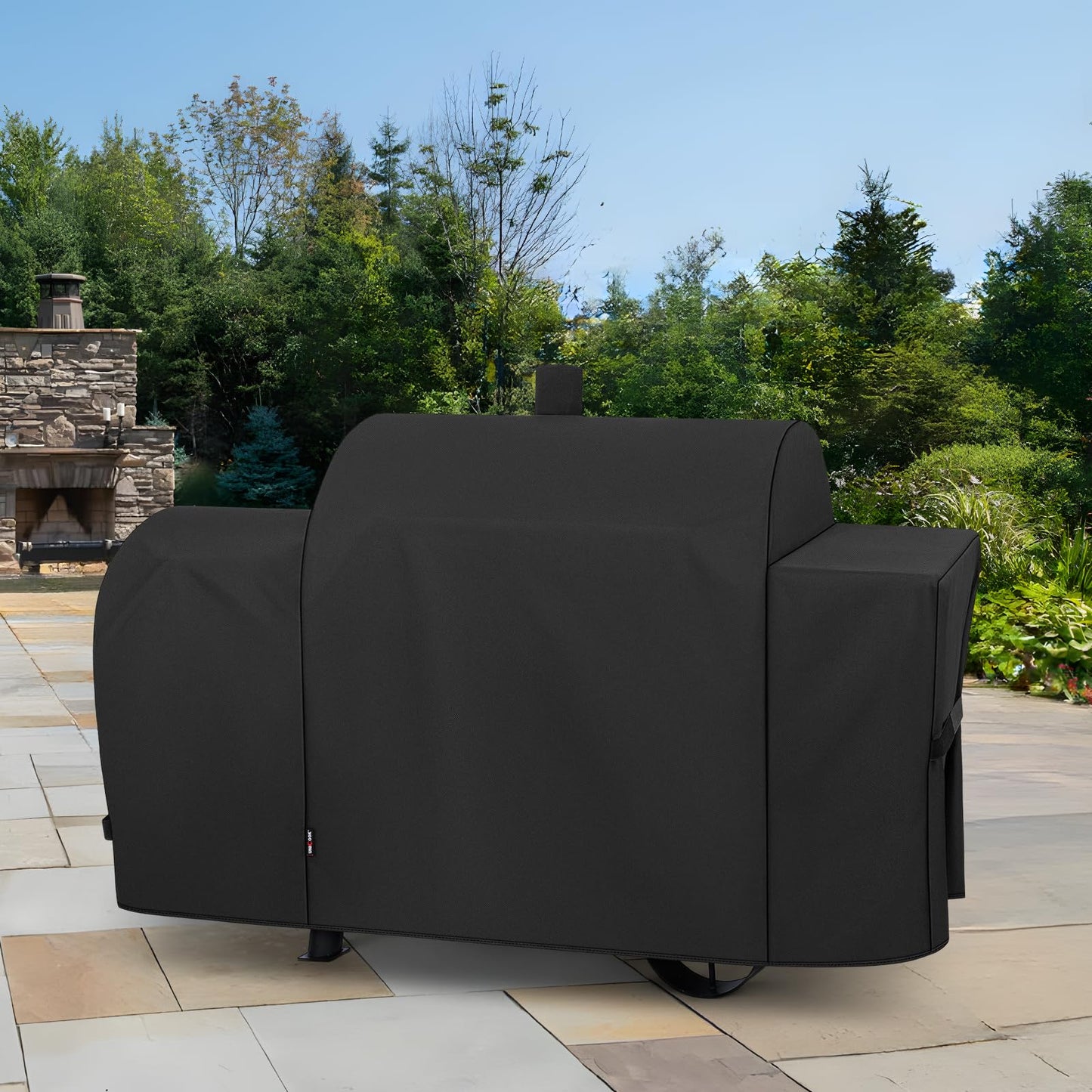 Unicook Heavy Duty Waterproof Offset Smoker Cover, Compatible with Oklahoma Joe's Longhorn Combo Grill, Outdoor Fade Resistant Charcoal/Smoker/Gas Combo BBQ Grill Cover, Black - CookCave