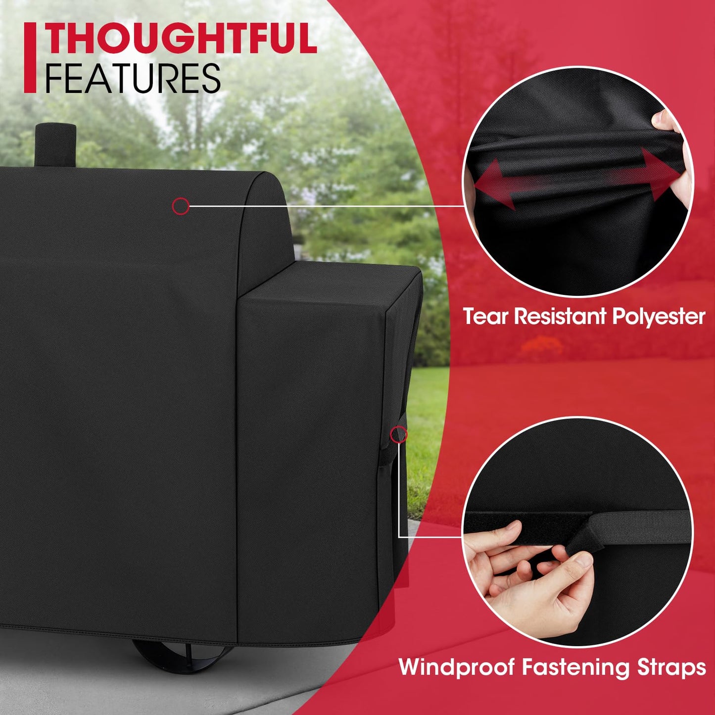 Unicook Heavy Duty Waterproof Offset Smoker Cover, Compatible with Oklahoma Joe's Longhorn Combo Grill, Outdoor Fade Resistant Charcoal/Smoker/Gas Combo BBQ Grill Cover, Black - CookCave