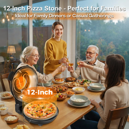 Upgrade Pizza Oven, Indoor Pizza Ovens Heats Up to 800˚F, 1200W Electric Pizza Oven, 12 Inch Pizza Maker with Viewing Window, Temperatures Control and Timer for Indoor and Outdoor Use - CookCave