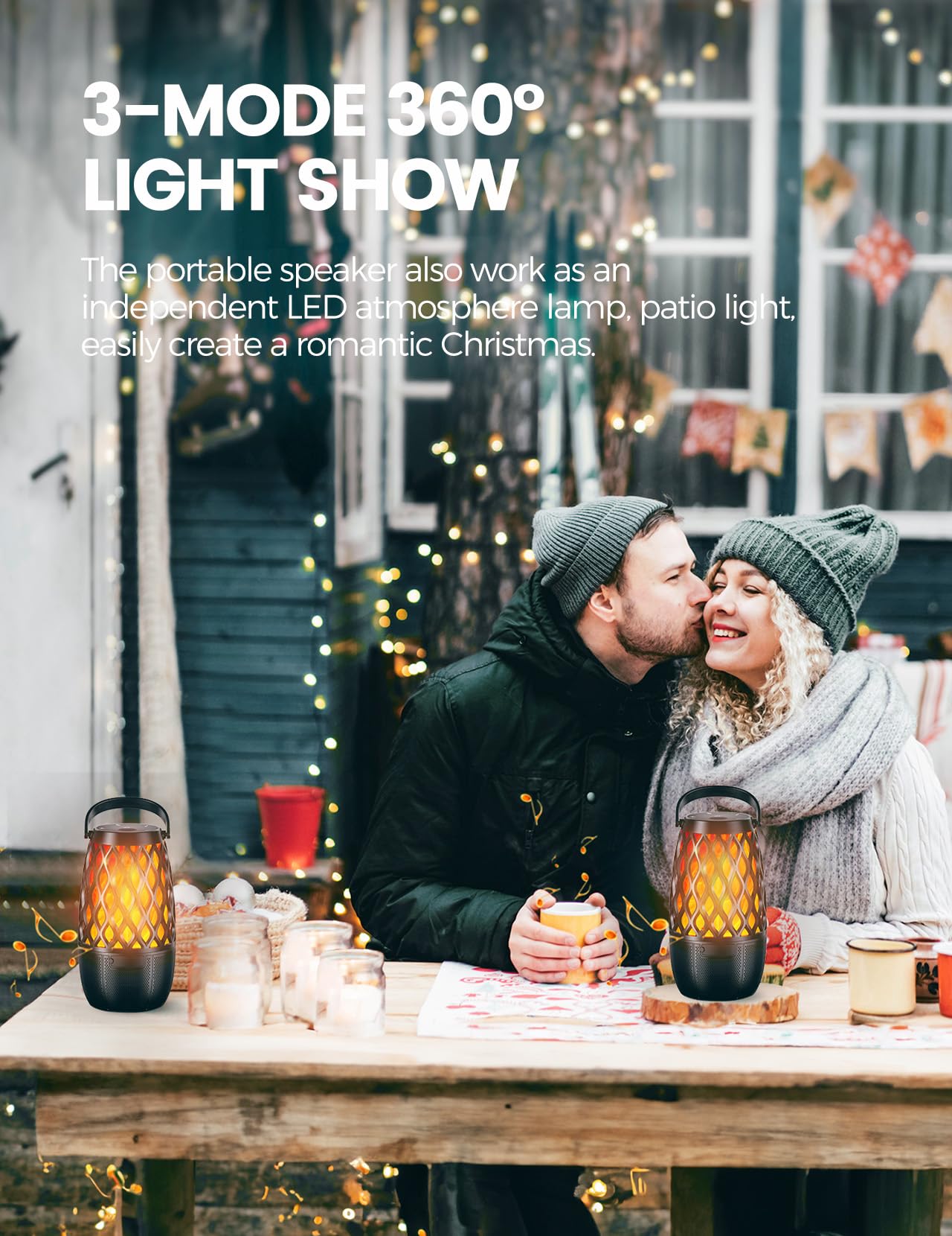 Upgraded Outdoor Speakers Gift for Men Bluetooth Speaker with lights Multi-Sync up to 100 Speakers Auto-Pairing HD Stereo Sound Cool Tech Gadgets for Him IPX5 Waterproof for Outside|Patio|Porch - CookCave