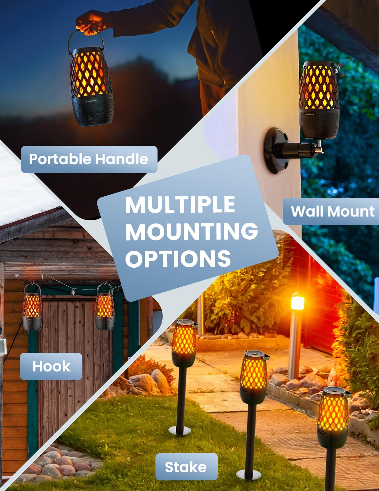 Upgraded Outdoor Speakers Gift for Men Bluetooth Speaker with lights Multi-Sync up to 100 Speakers Auto-Pairing HD Stereo Sound Cool Tech Gadgets for Him IPX5 Waterproof for Outside|Patio|Porch - CookCave