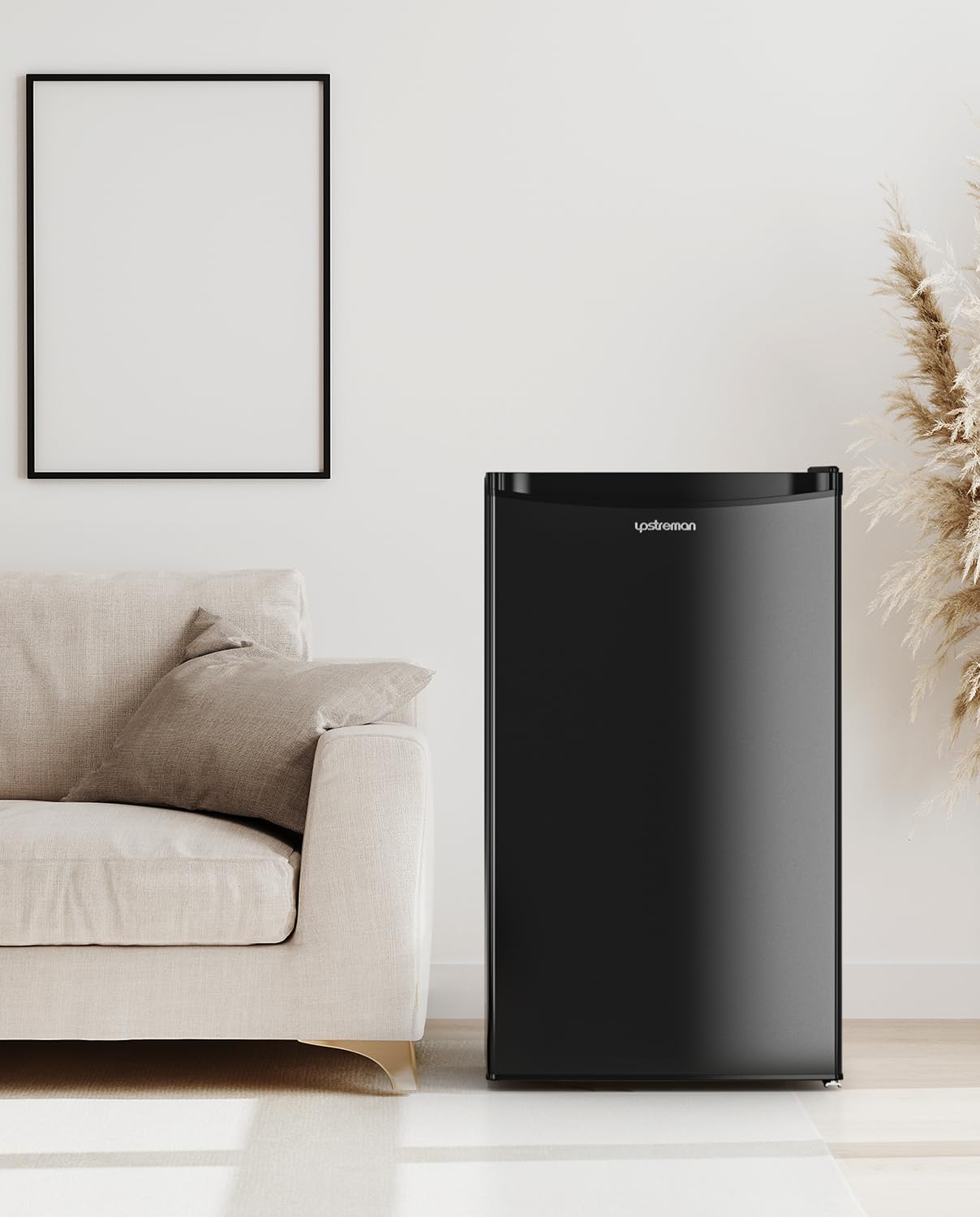 Upstreman 3.2 Cu.Ft Mini Fridge with Freezer, Single Door Mini Fridge, Dorm Fridge, Adjustable Thermostat, Mini Refrigerator for Bedroom, Office, Dorm, Black-BR321 - CookCave