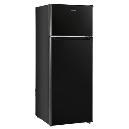 Upstreman 7.7 Cu.Ft. Refrigerator with Freezer, Double Door Fridge, Adjustable Thermostat, Large Capacity, Reversible Door Swing, Refrigerator for Apartment, Office, Dorm, Black（BD75） - CookCave