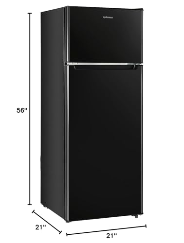 Upstreman 7.7 Cu.Ft. Refrigerator with Freezer, Double Door Fridge, Adjustable Thermostat, Large Capacity, Reversible Door Swing, Refrigerator for Apartment, Office, Dorm, Black（BD75） - CookCave