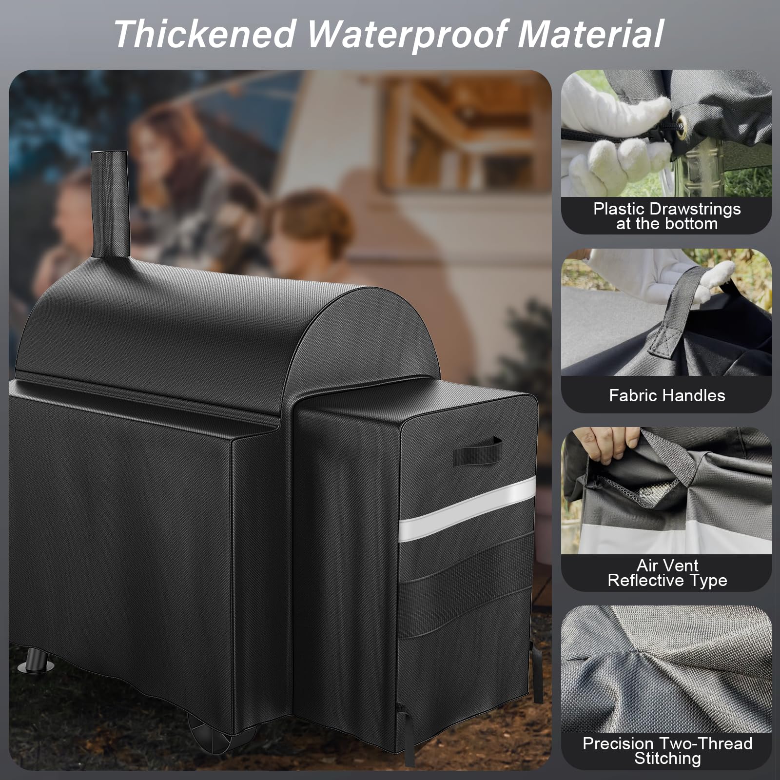 Utheer Waterproof Grill Cover for Oklahoma Joe's Longhorn Offset Smoker – 600D Heavy Duty BBQ Protection, UV & Wind Resistant, 70" L x 60" H x 40" W - CookCave